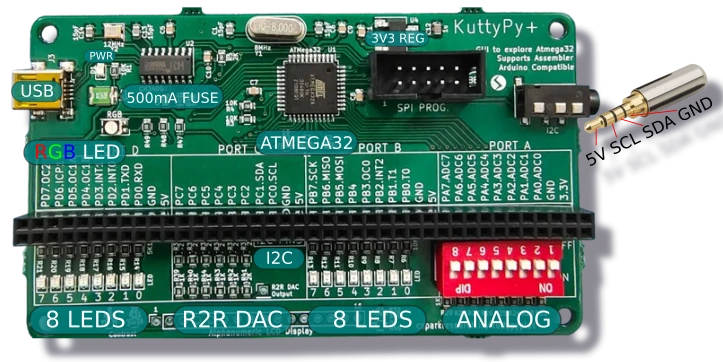 KuttyPyPlus ATMEGA32 development board